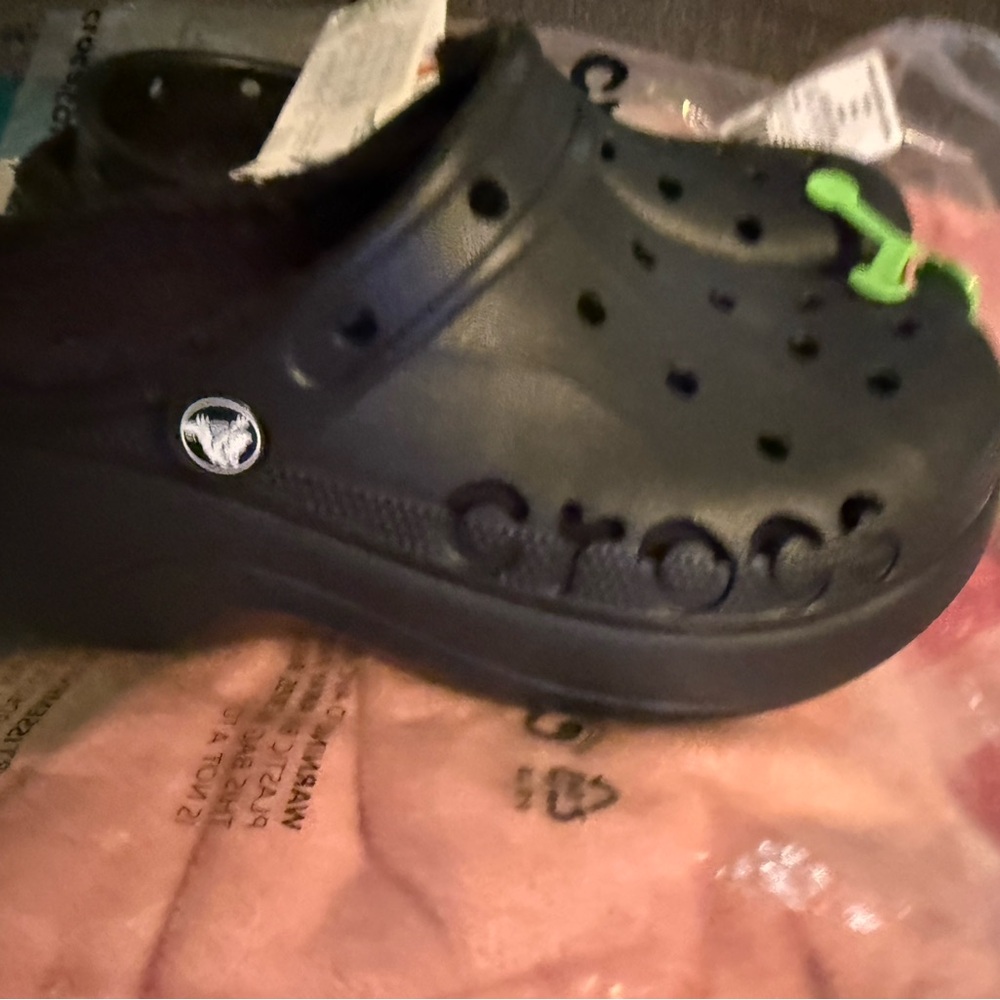 Women’s Black Platform Croc’s with lining .